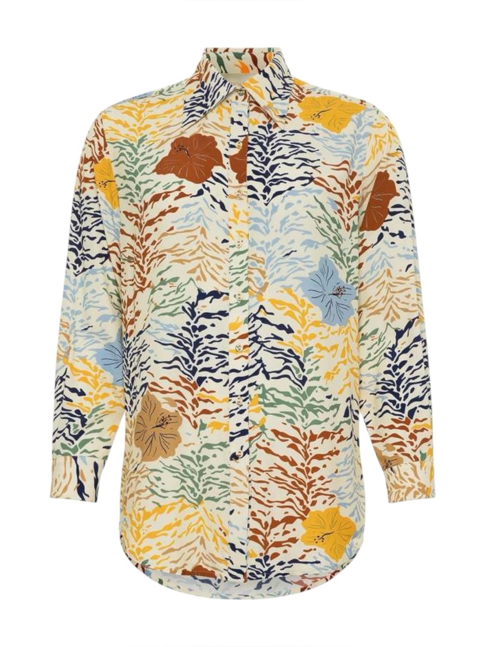 Carolina K Zahara Shirt Floral Tiger Cream Print Size Medium Luxe Boho Resort